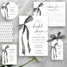 Watercolor Black Coquette Bow Bridal Shower