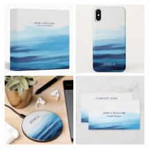 Blue Ocean Watercolor Abstract Sea Monogram