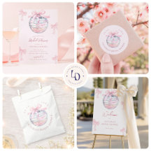 Girly Pink Bows Disco Ball Bridal Shower
