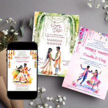 Indian Weddings and preweddings modern watercolor