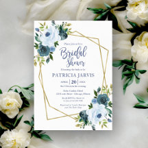 Boho Gold Dusty Blue Floral Bridal Shower Suite