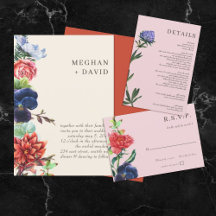 Rustic Watercolor Blooms Floral Wedding Set