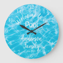Personalized Welcome to our Pool Family Name Clock