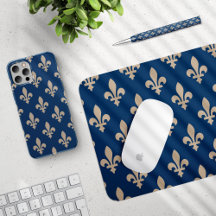 Fleur de Lis Cream on Navy Blue Collection