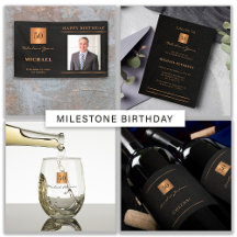 50th birthday elegant black gold party for men