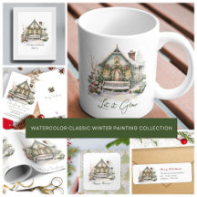 Painted Watercolor Nordic Greenery Holiday Home