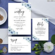 Vintage Dusty Blue Floral Wedding Collection