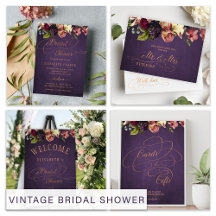 Vintage purple gold bridal shower