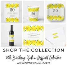 Yellow Watercolor Daffodils 50th Birthday