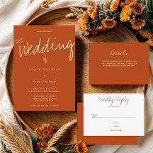 Burnt Orange Minimalist Wedding Invitation Suite