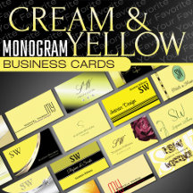 Yellow Cream Monogram Business Cards Classy Luxury