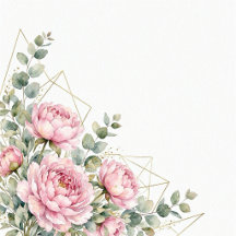 Elegant Pink Peony & Gold Geometric Wedding Suite