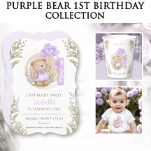 1st Birthday Girl   Purple Bear