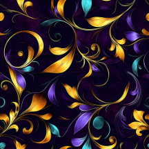 Luxurious Leafy Floral Scroll Pattern