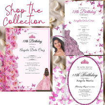 Pink 18th Birthday Debut Invitations