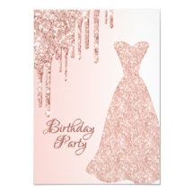 18th birthday party glitter drip dress rose gold