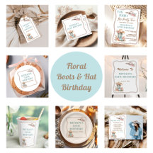 Floral Cowgirl Boots and Hat Birthday