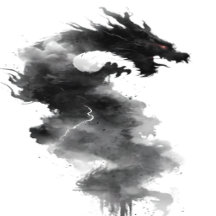 Smoke Dragon Sumi-e Ink Art   Japanese Dragon Gift