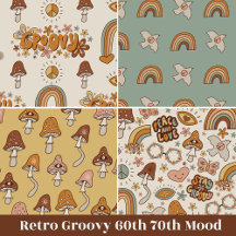 Retro Groovy 60th 70th Mid-Century Pastel Colors