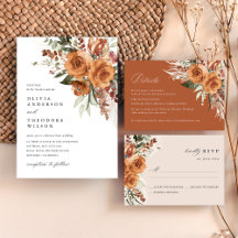 Terracotta Boho Rose Watercolor Wedding Suite