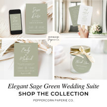 Elegant Sage Green Calligraphy Script Wedding