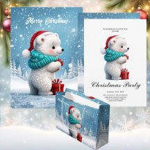 Little cute baby bear with Christmas hat 