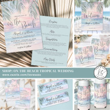 Watercolor Sunset On The Beach Wedding