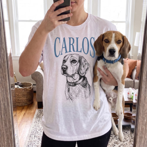 Mirror Selfie + Pet: the personalized t-shirt with NOODLE's portrait