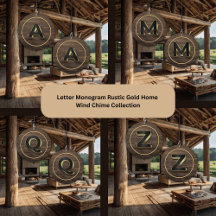 Letter Monogram Rustic Gold Home Wind Chime