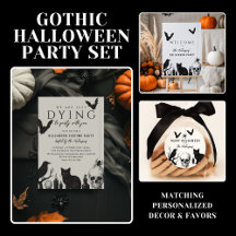 Vintage Black & White Gothic Halloween Party Set