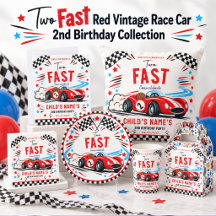 Two Fast Red Vintage Race Car 2nd Birthday
