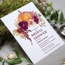 Burgundy Floral Watercolor Pumpkin Bridal Shower 