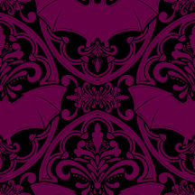 Dark Pink & Black Gothic Bat Damask