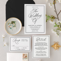 Modern Border Script Letterpress Wedding Suite