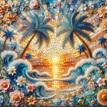 Magical Mosaic Tropical Ocean Sunset 