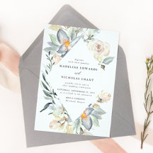 Romantic Watercolor White & Blue Floral