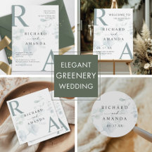 Modern Elegant Greenery Minimalist Wedding