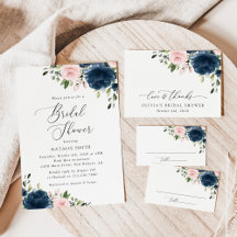 Navy and Blush Flowers Bridal Shower Collection