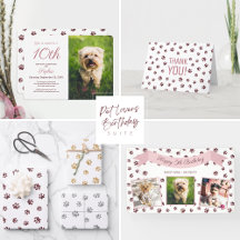 Rose Gold Glitter Paw Prints Pet Birthday Party