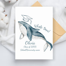 Simple Modern White Blue Whale Done Grad Suite