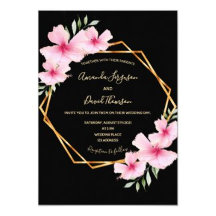 Tropical wedding - pink florals geometric black