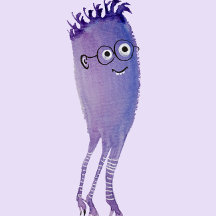 Geek jellyfish monster watercolor