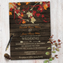Barn wood Rustic Fall Wedding Invitations Set