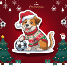 Christmas Puppy with Soccer Ball