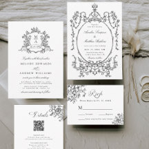 Black & White Classic Floral Garden Frame Wedding 