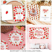 Elegant Berry First Red Strawberry 1st Birthday