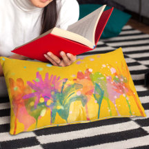 Watercolor Flowers Lumbar Pillows