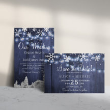 Winter wonderland navy white snowflakes wedding