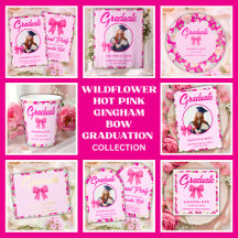 Wildflower Hot Pink Gingham Bow Graduation Party