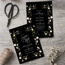 Black & White Elegant Wildflowers Wedding Suite